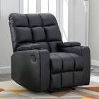 34" Wide Modern Faux Leather Soft Backrest Manual Release Recliner with Massage & Arm Storage & Dual Cup Holder