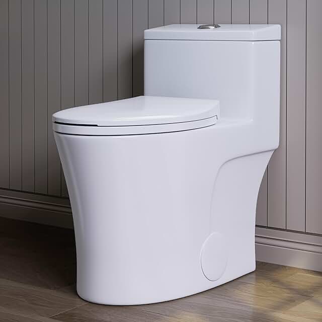 17" Comfort Height Dual-Flush Toilet Modern Elongated One-Piece Toilet for Floor Mounted Glazed Surface (Seat Included)