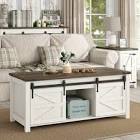 givens farmhouse lift top coffee table with storage sliding barn door