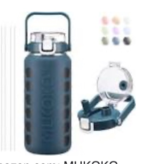 MUKOKO 64oz Insulated Water Bottle with Straw, Half Gallon Stainless Steel Water Bottles, Double Walled Hydro Water Jug/Flask, Large Metal Thermal Cup with Silicone Sleeve - 