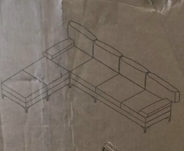 (incomplete box 1 of 3 ) A503 Modular Sofa 4 chair and 2 ottoman grey 