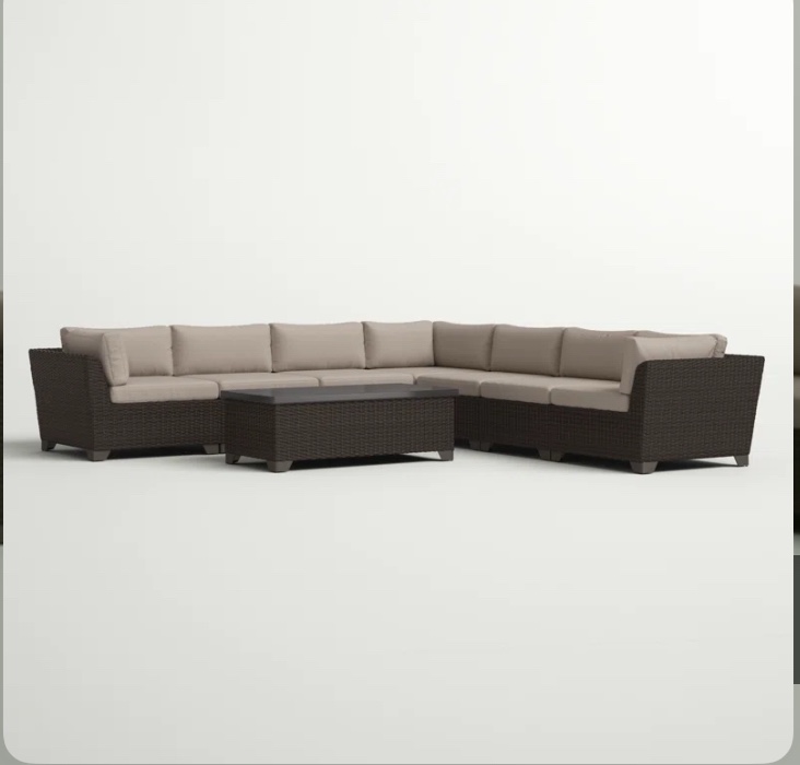 (similar to stock photo) (covers only) Tegan 8 Piece Rattan Sectional Seating Group with Cushions