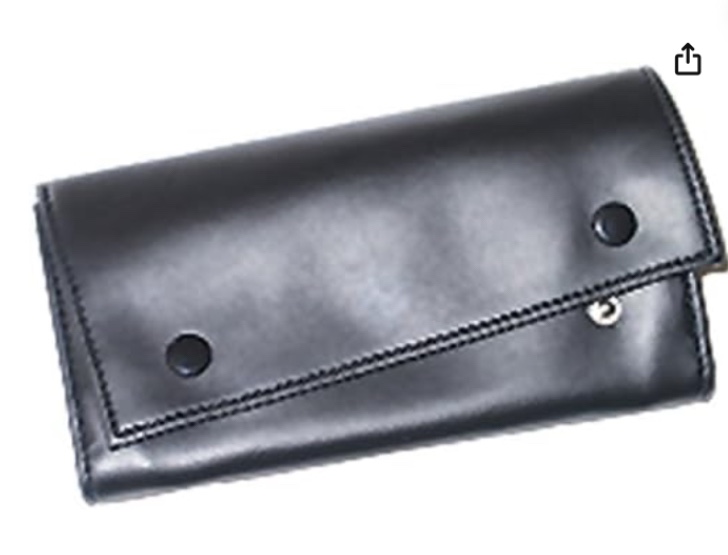 Padded Roll-Up Tobacco Pouch W/Buttons Imitation Leather-P872V, Black