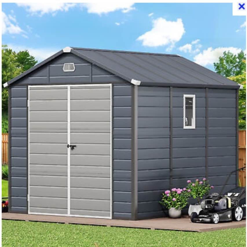 (incomplete 1 box only) Outdoor Resin Storage Shed 7.9x9.1FT Outdoor Resin Storage Shed w/Lockable