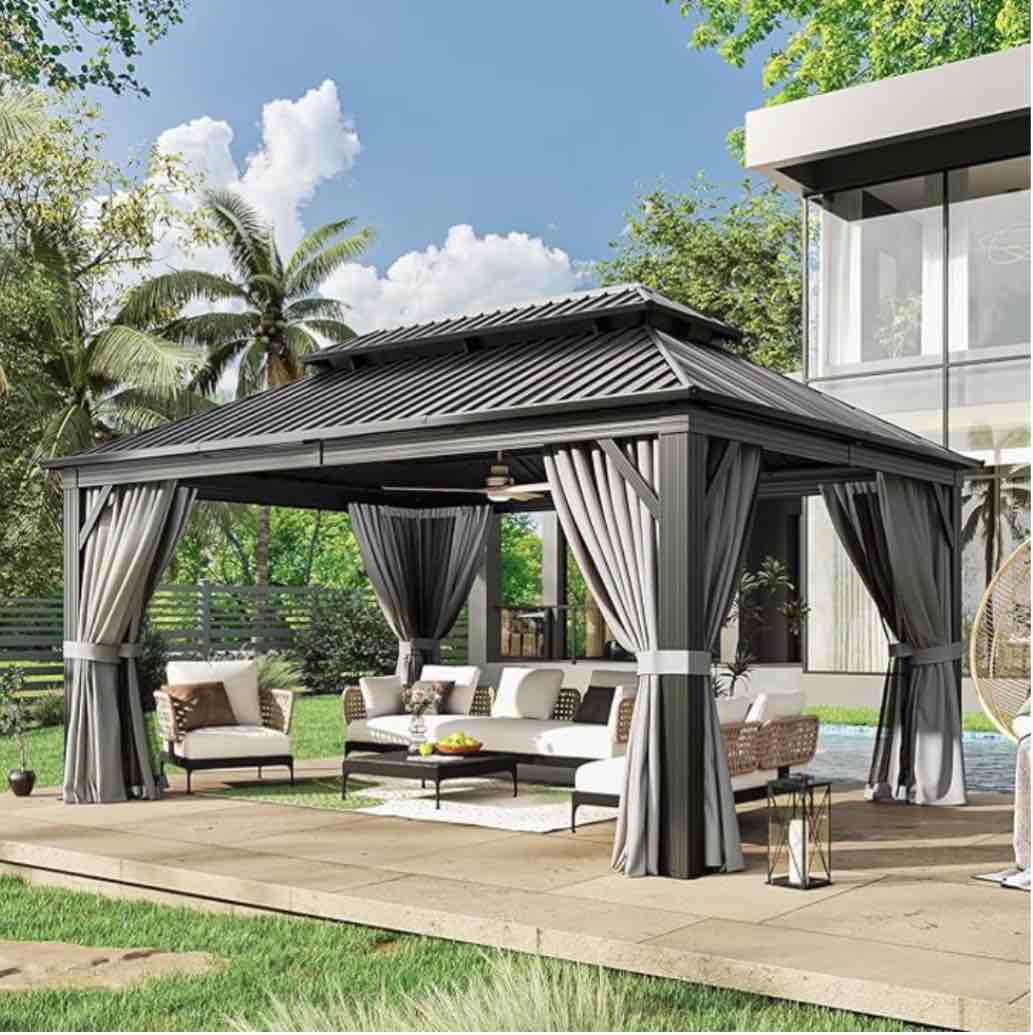 (incomplete box 1 of 6) 16 Ft. W x 12 Ft. D Aluminum Patio Gazebo