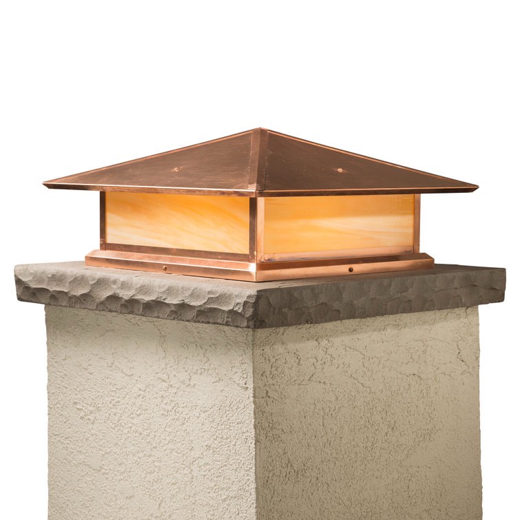 Abston 1 -Light Pier Mount Light Finish: Powder Coat Bronze, Size: 6.75" H x 12" W x 12" D, Shade Color: Frosted Seedy