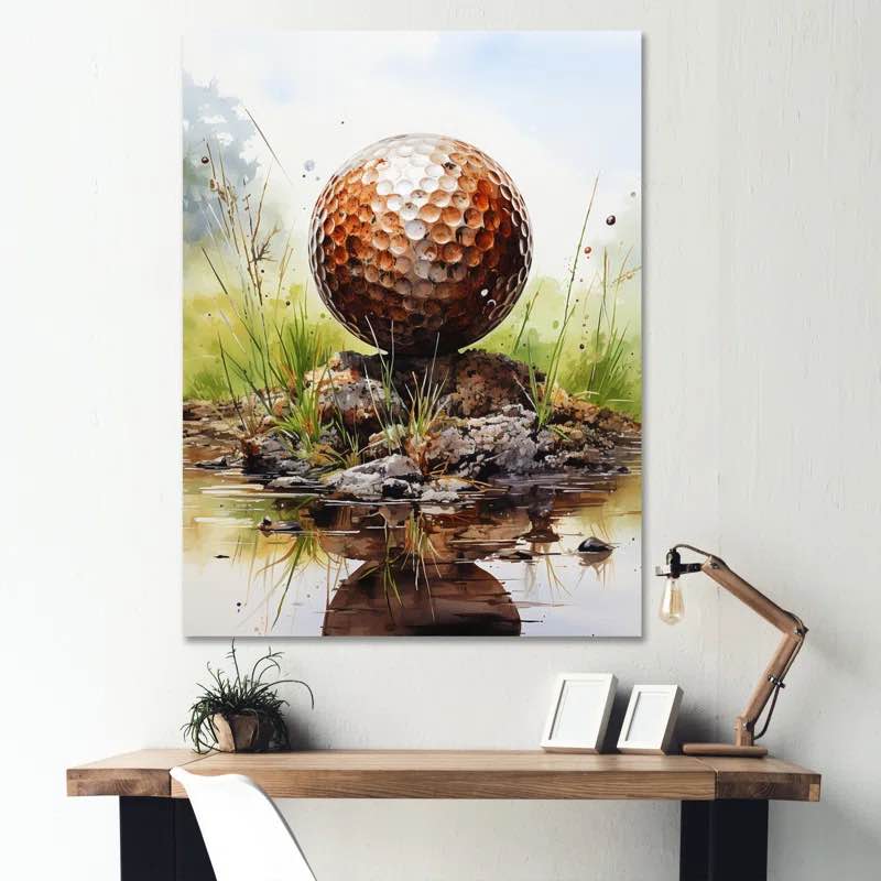 32" H x 24" W x 1" D" Minimalism Golf Ball II " by Designart