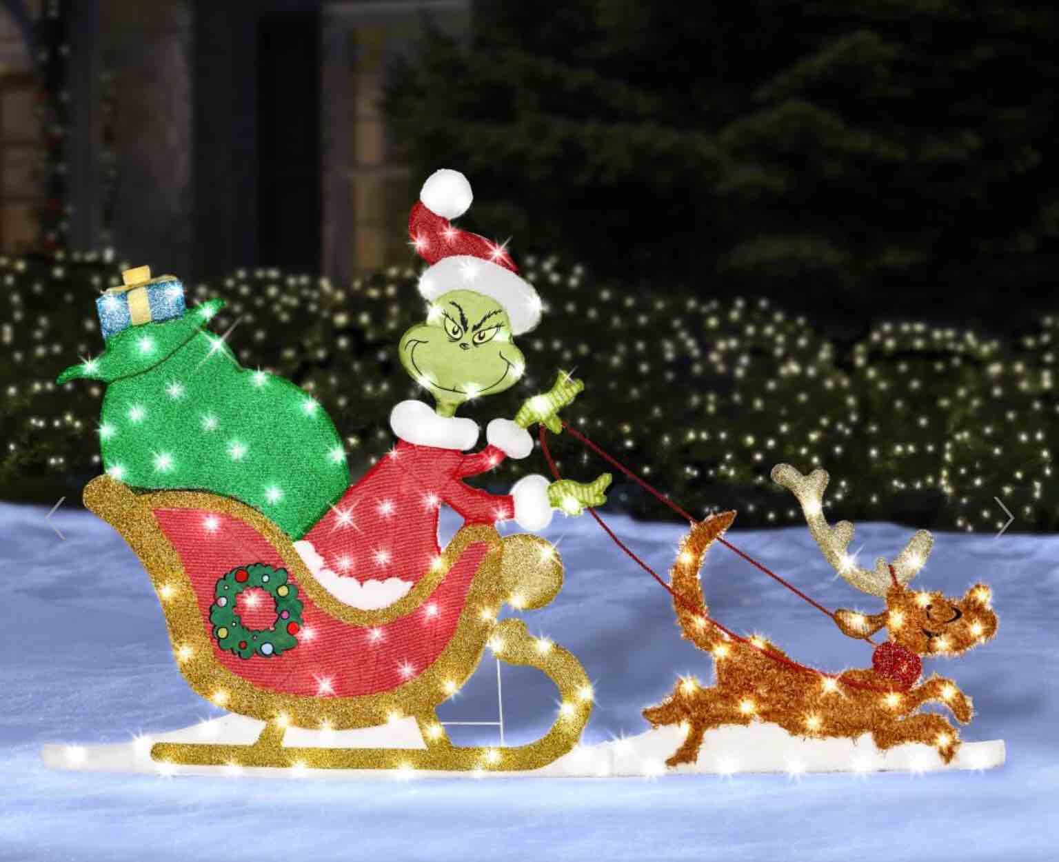 the illuminated grinch sleigh