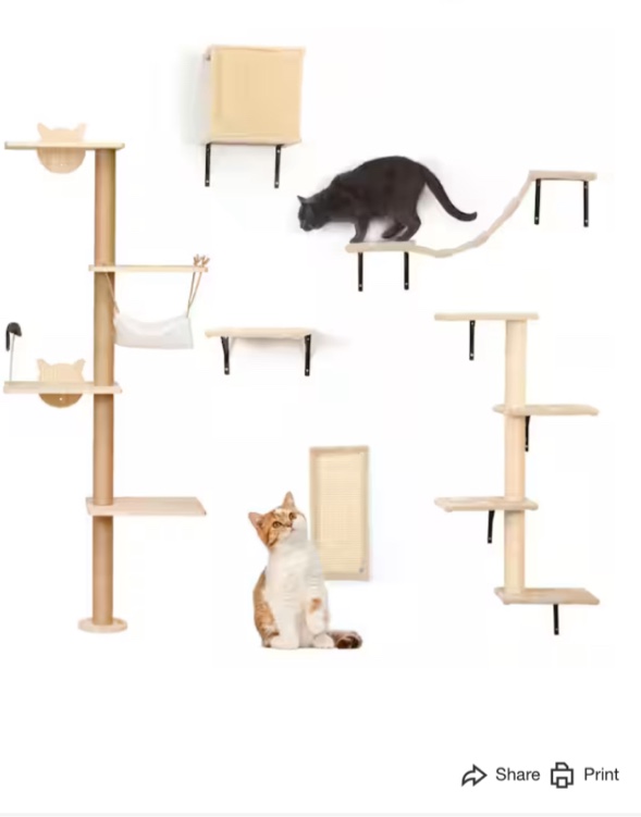 Pcs Cat Tree Shelves Wall-Mounted Climber, Large