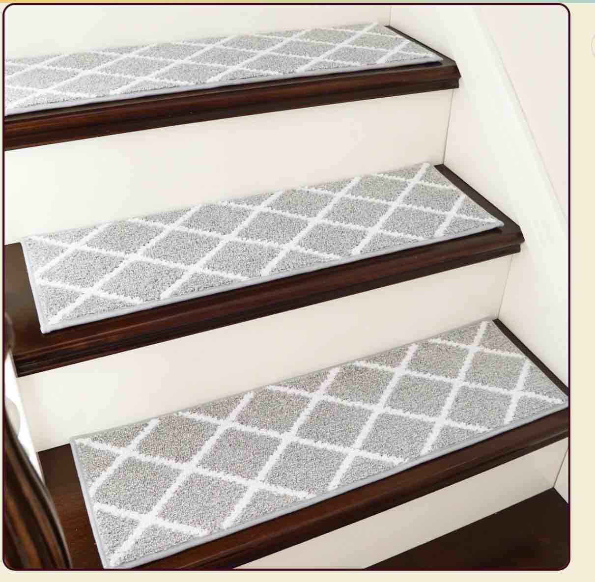 ( Similar)COSY HOMEER Edging Stair Treads Non-Slip Carpet Mat 28inX9in Indoor Stair Runners for Wooden Steps, Edging Stair Rugs for Kids and Dogs, 100% Polyester TPE Backing (15pc, Beige)