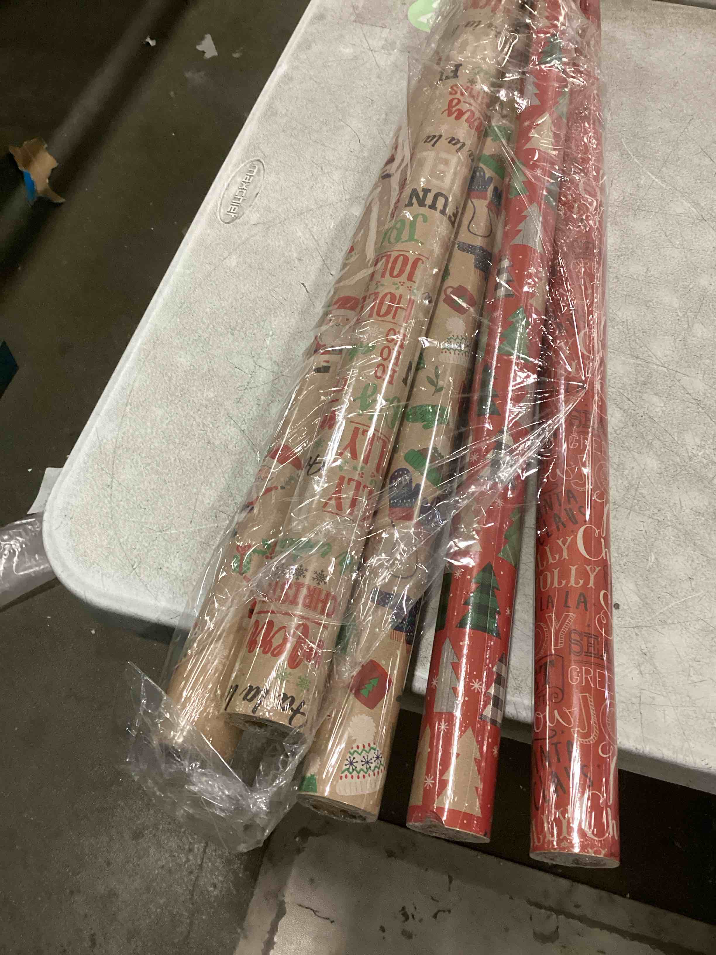 JAM Paper Assorted Gift Wrap - Matte Wrapping Paper - 50 Sq Ft Total -Christmas red and beige Combo Set - 5 Count (Pack of 1)