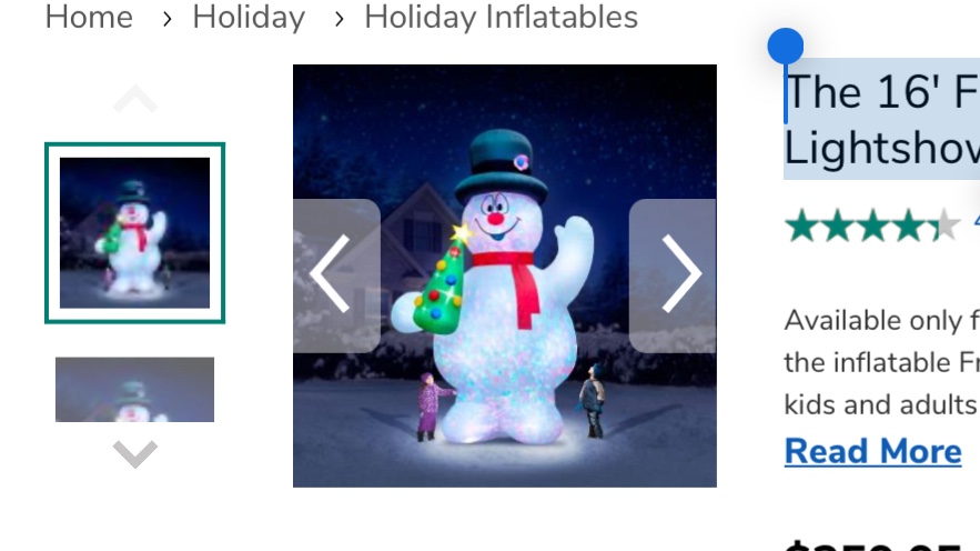the 16' frosty the snowman lightshow