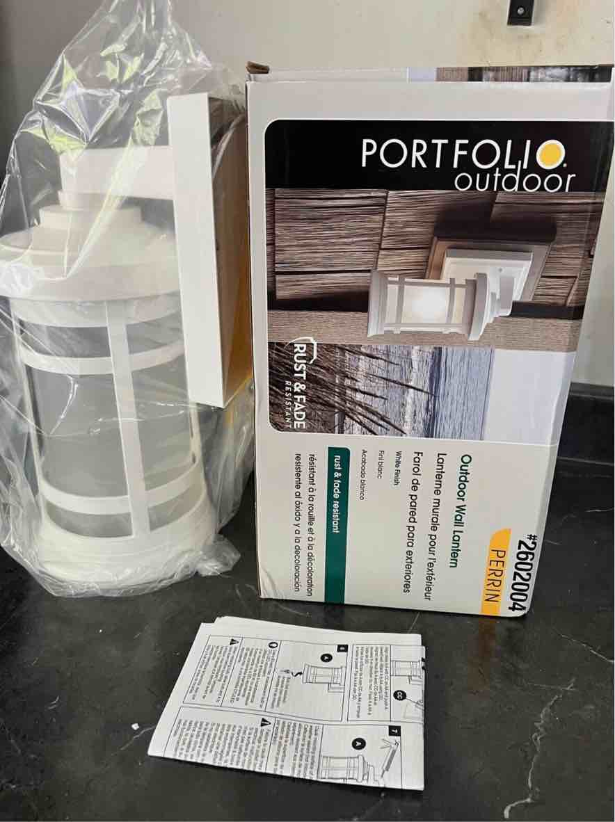 Portfolio Outdoor 2602004 Perrin 12.75" Wall Light Fixture, White Dark Sky