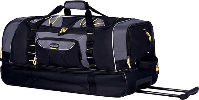 TPRC Sierra Madre II Upright Rolling Duffel Bag, Black/Gray, 30-Inch