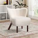 MISSING HARDWARE Kashae 32" Wide Modern Fancy Upholstered Tufted Wingback Accent Chair with Wood Legs