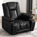 NOT COMPLETE 37" Wide Faux Leather Home Theater Individual Seat with Cup Holder Leather Type: Black Faux Leather