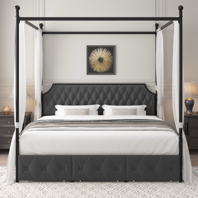 NOT COMPLETE upholstered diamond tufted platform bed with drawers king 