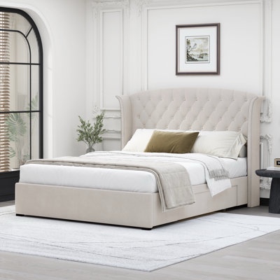 INCOMPLETE SIMILAR TO STOCK PHOTO savoy storage wingback eastern king sized bed color beige