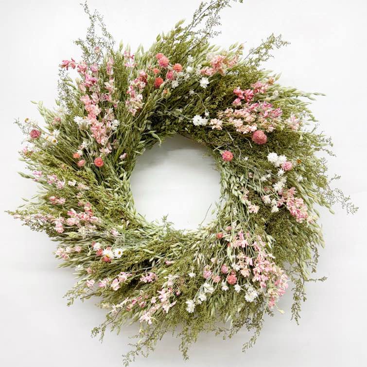 Dried Pink Larkspur and Sweet Annie Spring Wreath