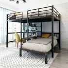Bunk bed set Metal Bunk Bed,Full Over Twin Bunk Beds With Built-In Desk,Shelves And Safety Ladder,For Dormitory Bedroom Boys Girls Adults