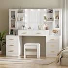Large Vanity Desk Table With Mirrors & Lights