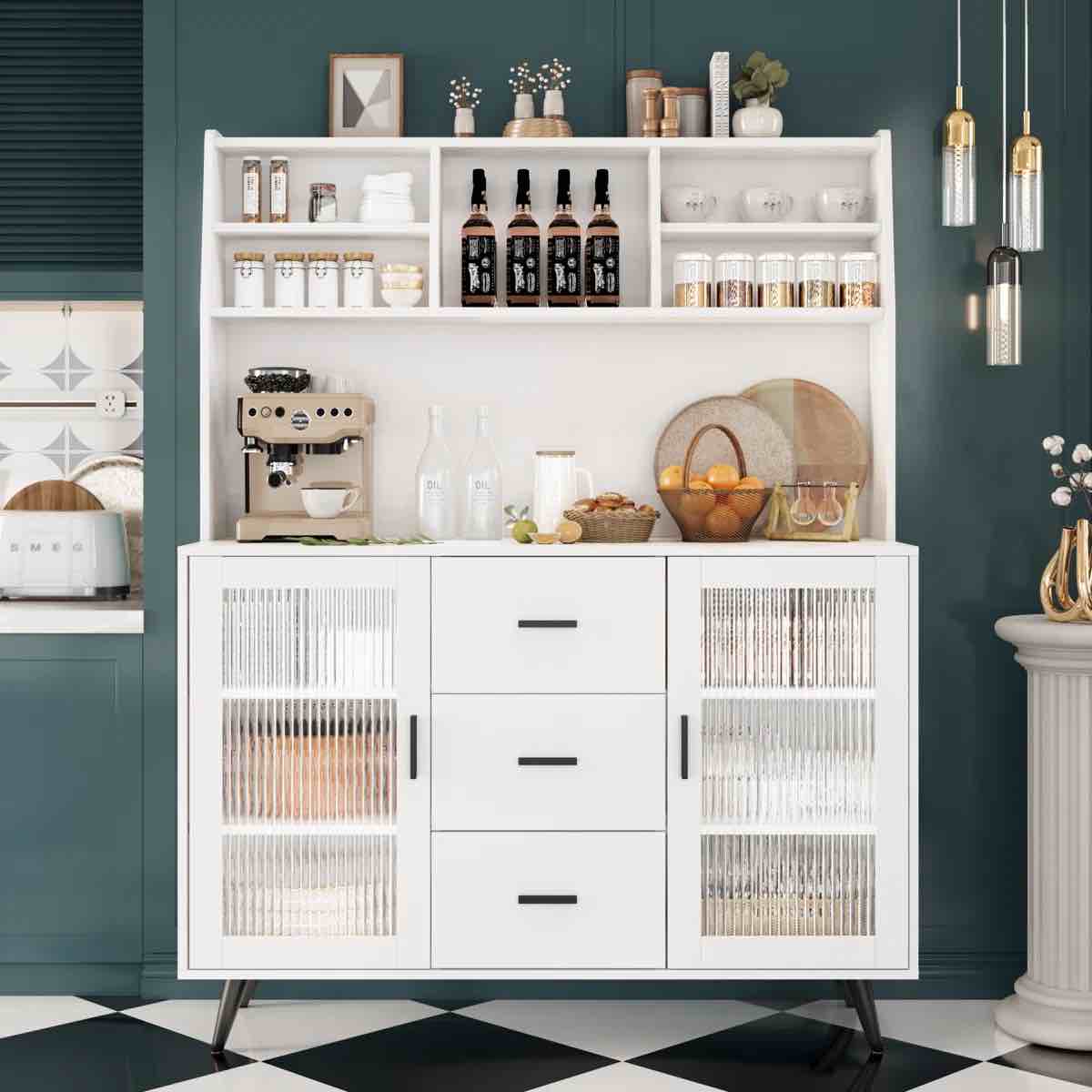 Itzayanna 63" Pantry Cabinet with shelves and glass door (WY-004)