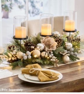 The Prelit Champagne And Silver Centerpiece