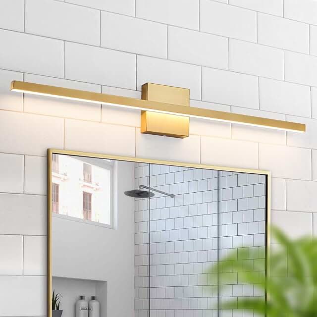 gold Bathroom Vanity Light - 31.5 inch Modern Bathroom Light Fixture Over Mirror 22W LED Dimmable Wall Sconce Lighting Fixture for Bathroom Bedroom