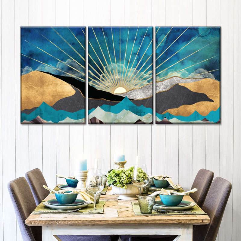 " Sunrise Abstract " by Jennifer T 3 - Pieces (Set of 3) 18” H x 38” w x 1.25 D