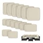 (Incomplete  Box of 8 pieces )14-Piece Outdoor 4" Replacement Cushion Set Seat/Back Cushion (Set Of 6 Cushion , 6 Backrests , 2 Coner Cushions) Cushion Color: Cream