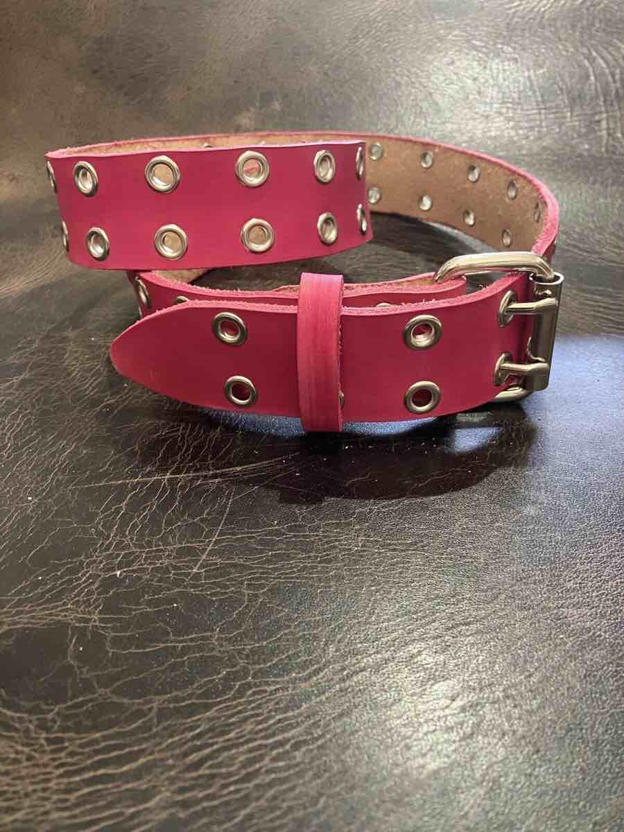 Pink Solid Full Grain Leather Star Stud Belt Eyelets Double Hole(size;Large)  Box of 13 pcs) 
