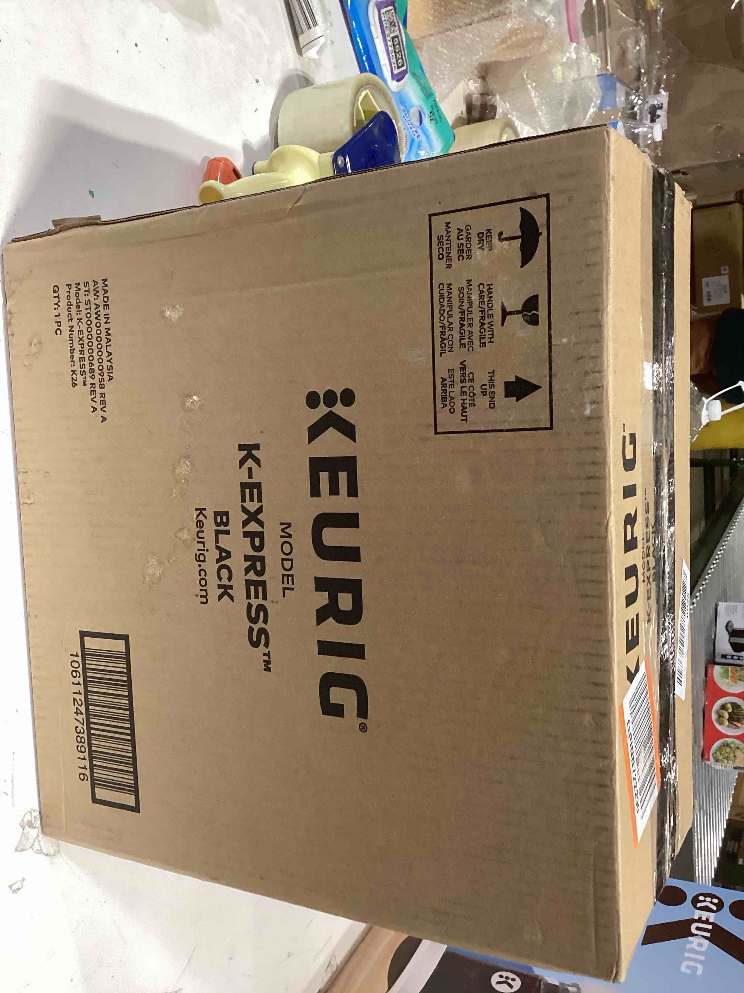 Condition photo showing As Is for Keurig K-Express Single Serve K-Cup Pod Coffee Maker, 3 Brew Sizes, Strong Button Feature, 42oz Removable Reservoir, Black