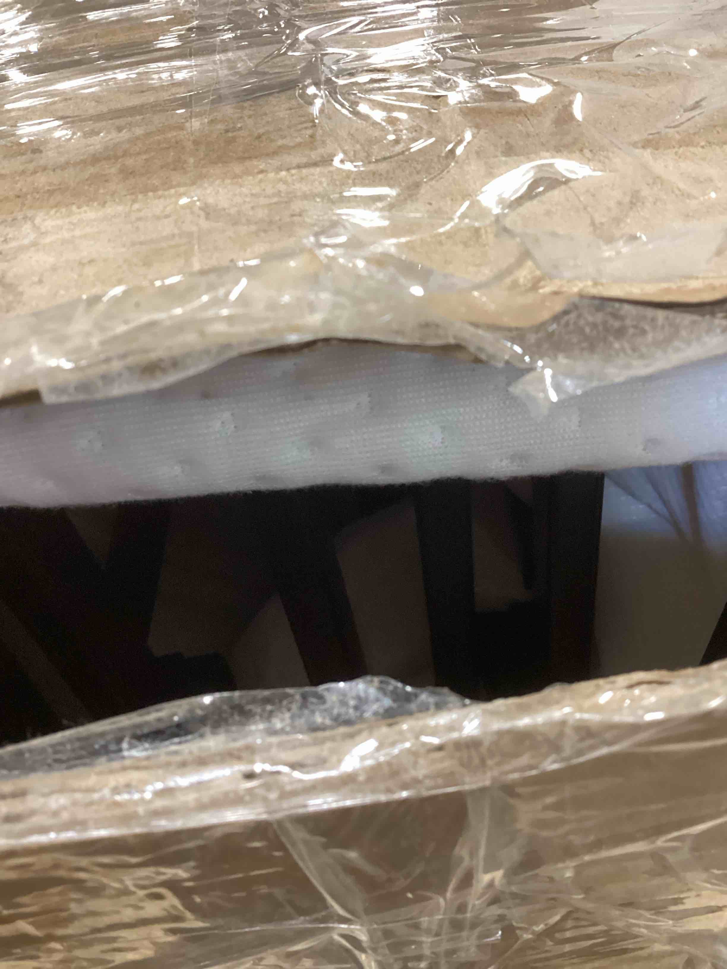 Condition photo showing As Is for Amazon Basics Smart Box Spring Bed Base, 9-Inch Height Mattress Foundation, Tool-Free Easy Assembly, Full, 74" L x 53" W x 9" H, White Full(74"L x 53"W) 9-Inch Height