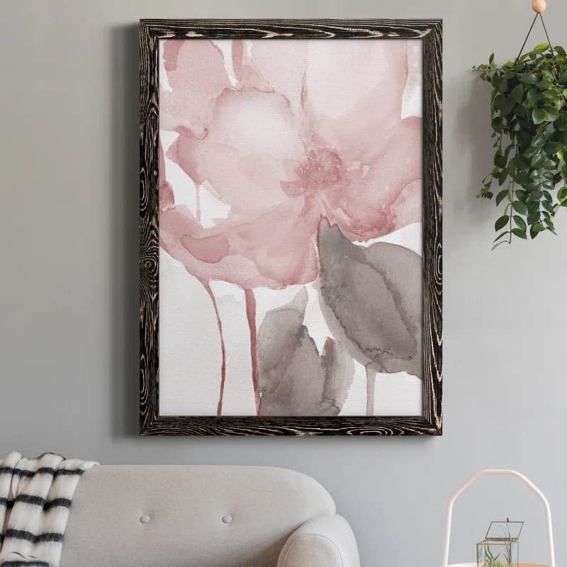 Blush Bloom II - Picture Frame Pain, 30” x 22” (Black frame)