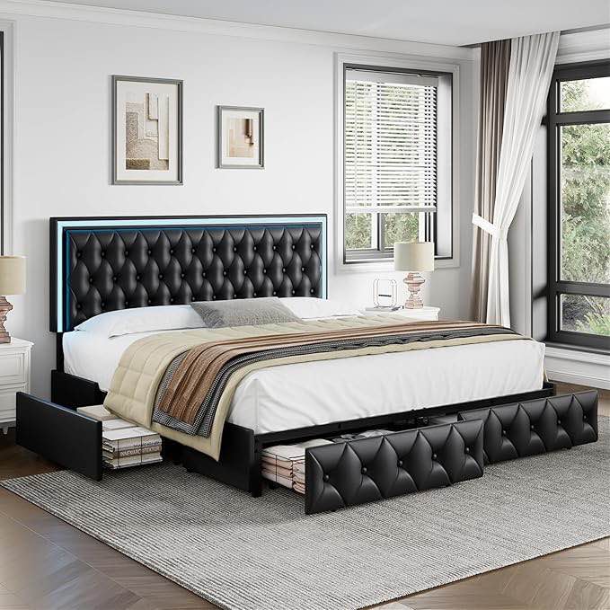 (Reference image) Full size Upholstered Leather Platform Storage Bed with Adjustable