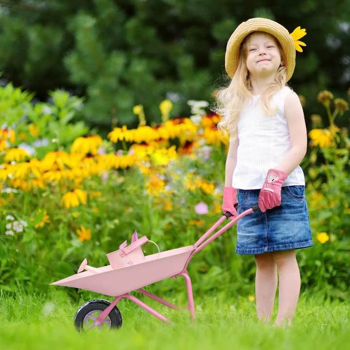 Pink Flamingos Kids Wheelbarrow Set 