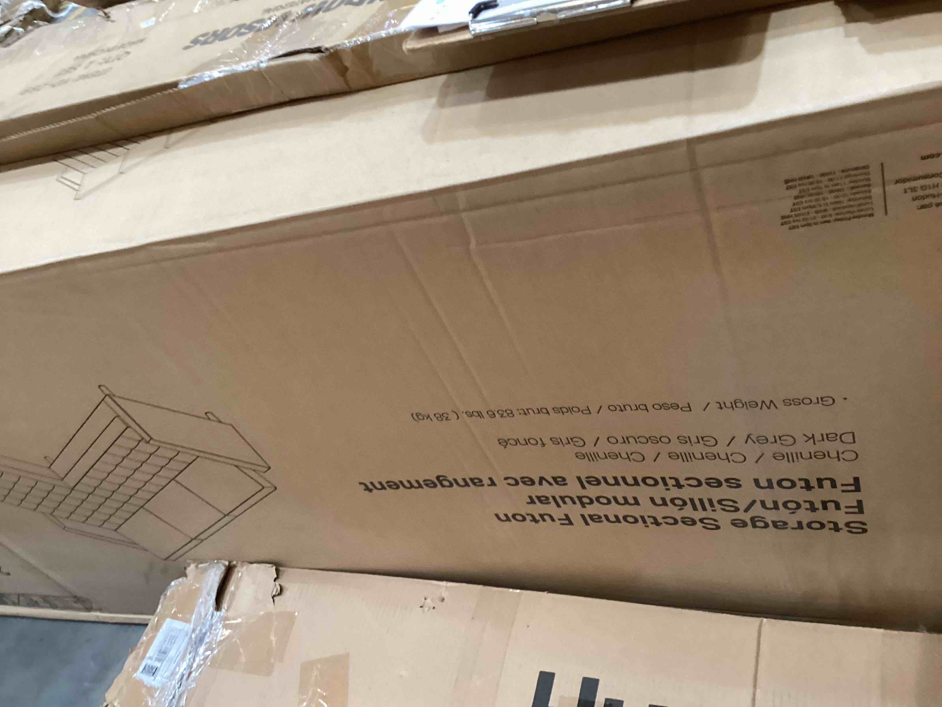 sectional storage futon, incomplete box 2 of 2 