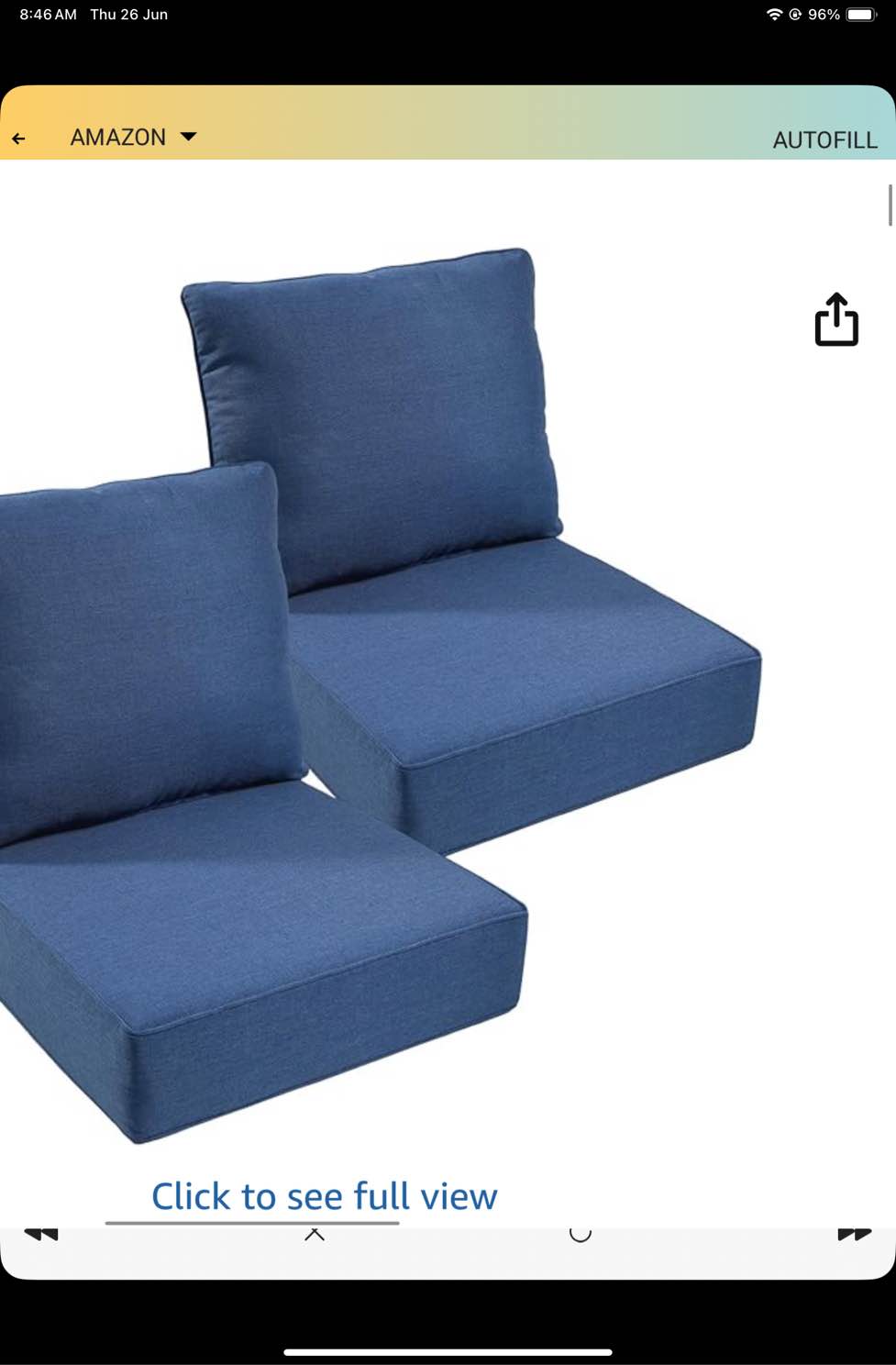 Outdoor Chair Cushions Set of 2, Waterproof  46X24X67 CM