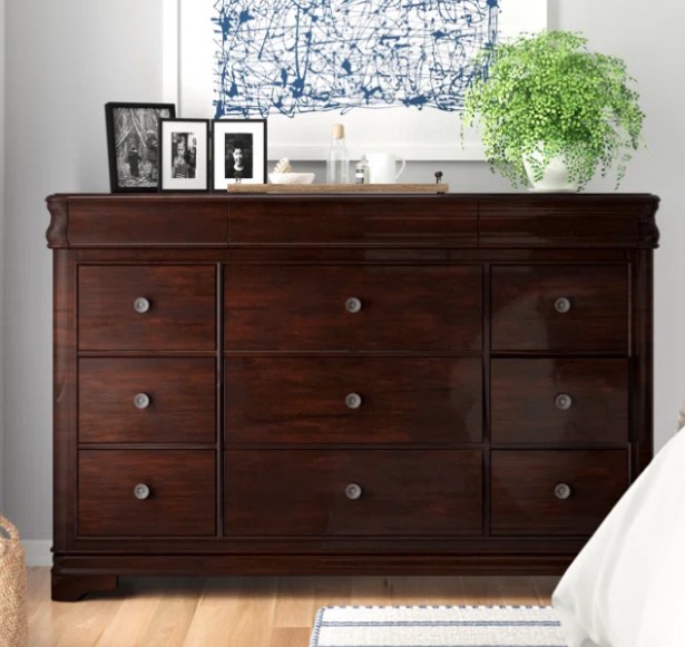 altigarron 9 drawer 65" w solid wood dresser