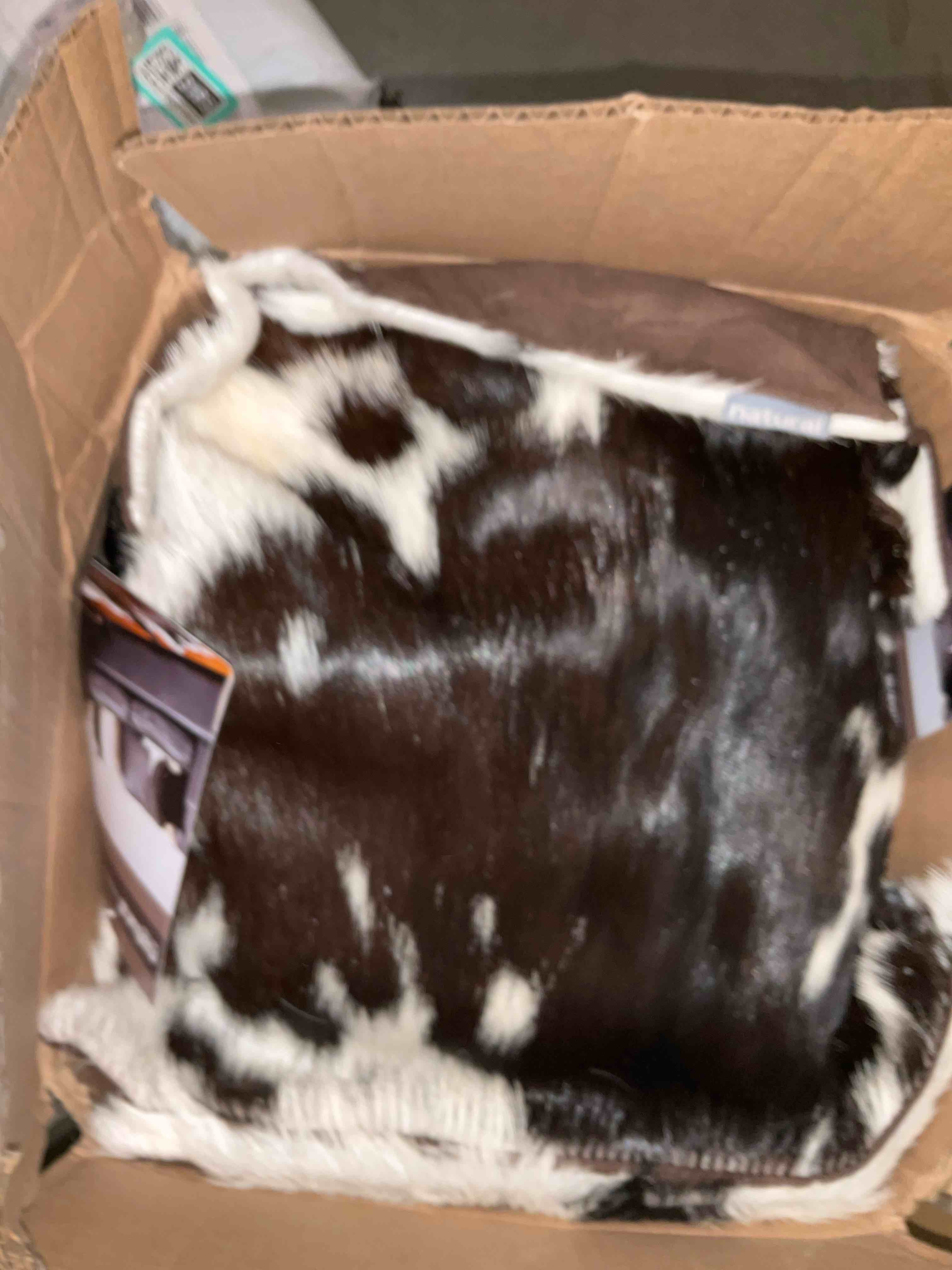 Set of Two 18" Brown and White Cowhide Throw Pillows