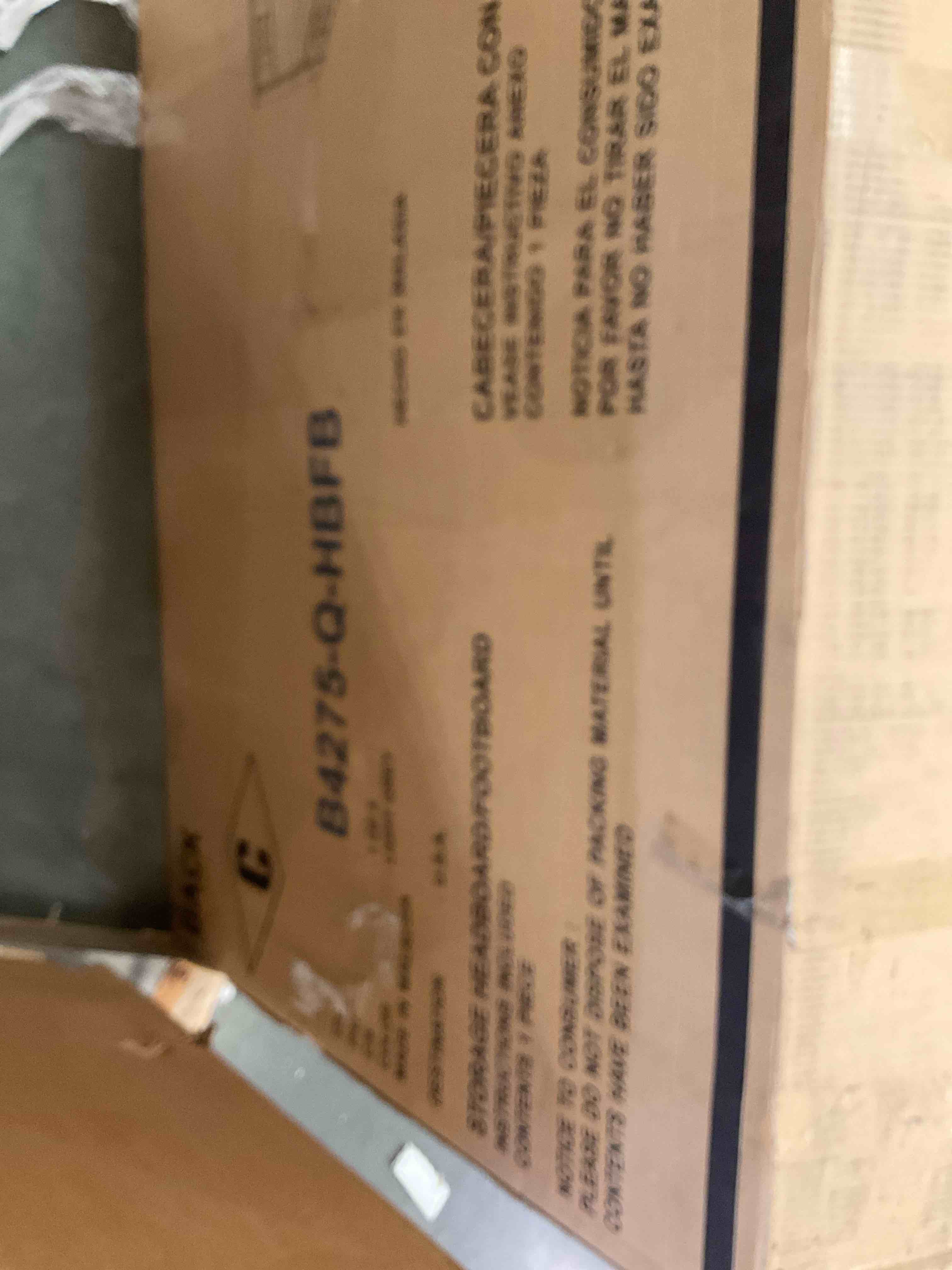 storage bed headboard and footboard, incomplete bed frame set, box 1 of 4