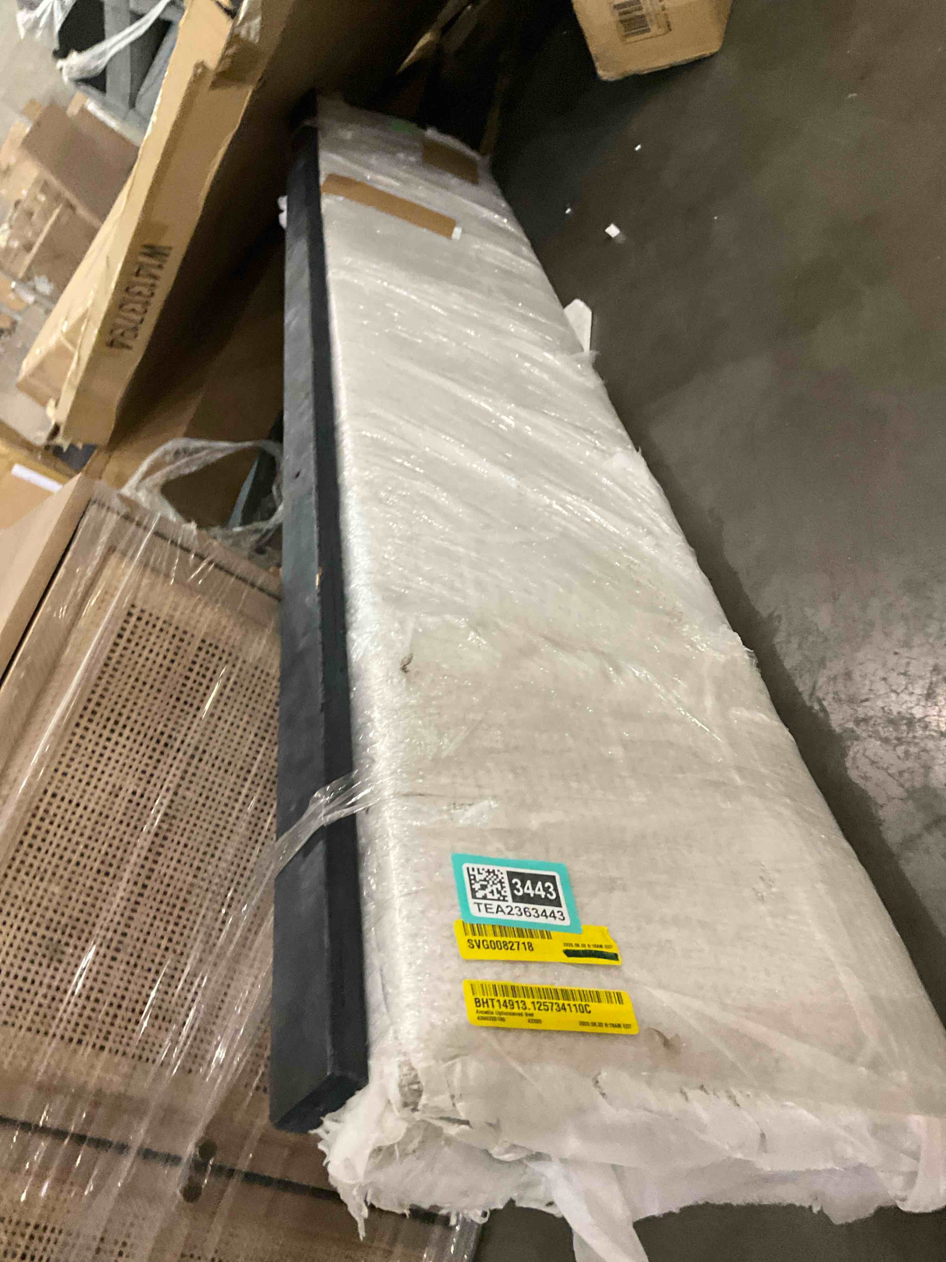upholstered bed frame piece, unknown model 