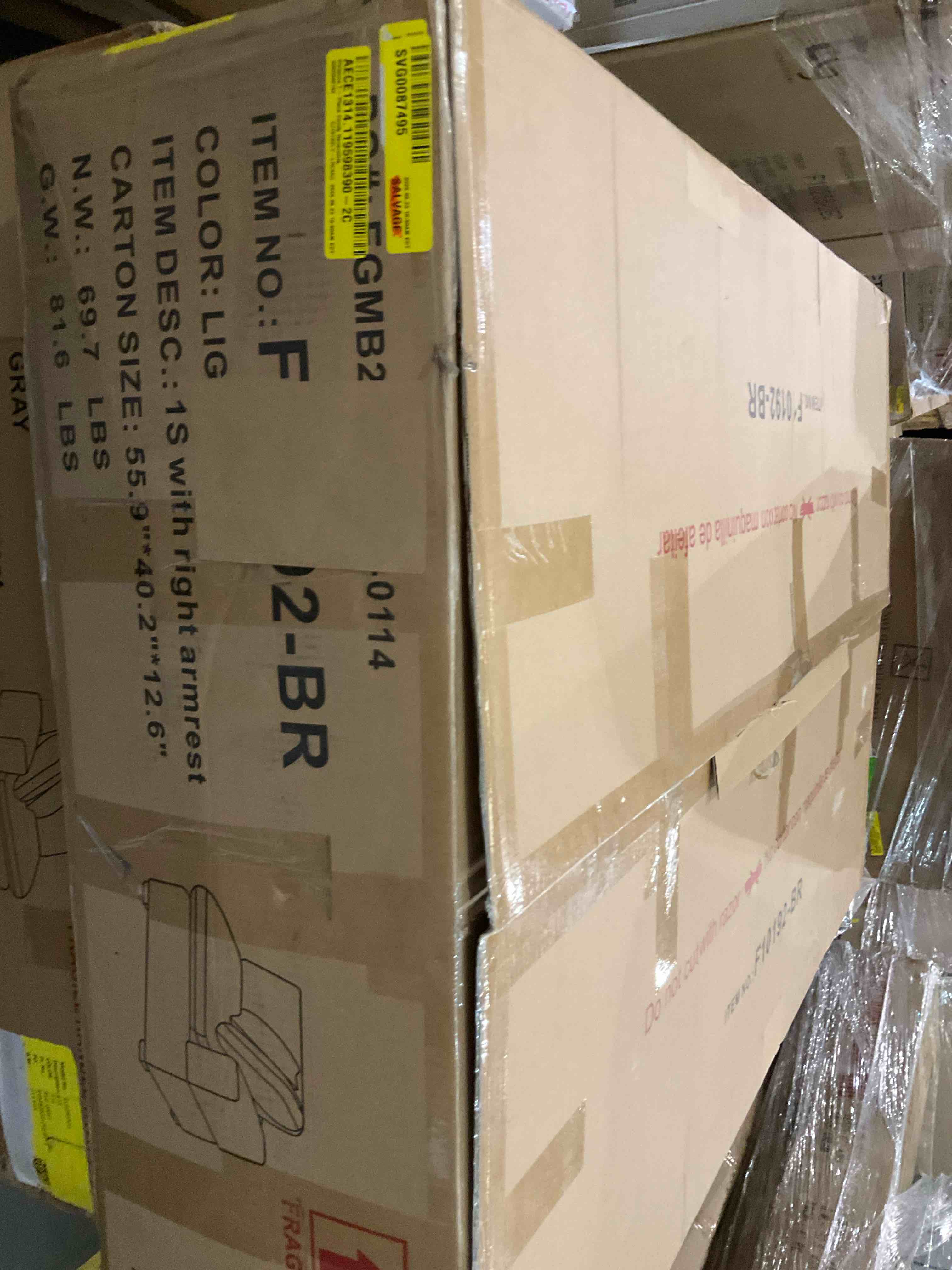 1S sofa section with right armrest, incomplete set