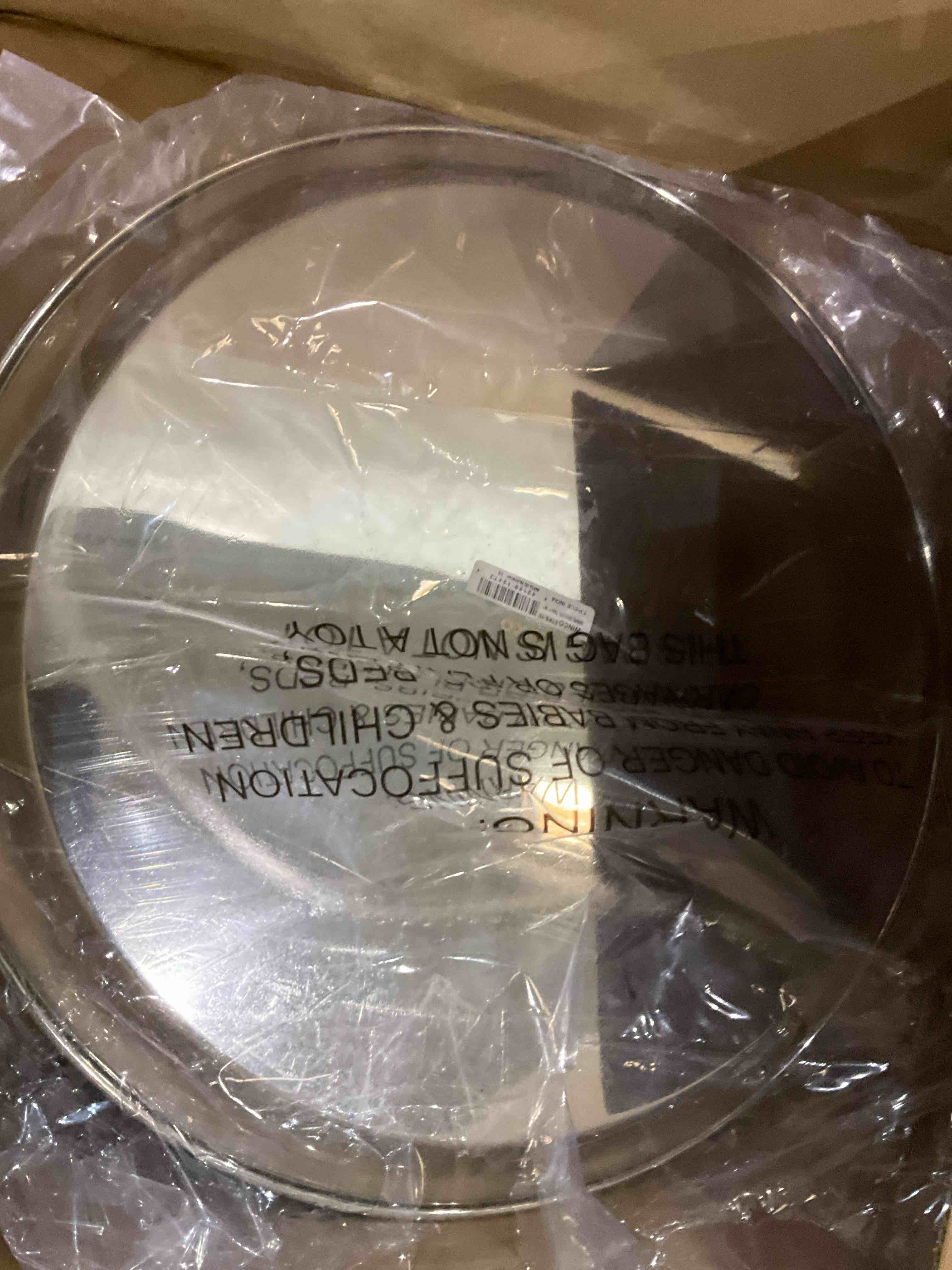 Winco Round Tray with Swirl Pattern, 16-Inch, Stainless Steel
