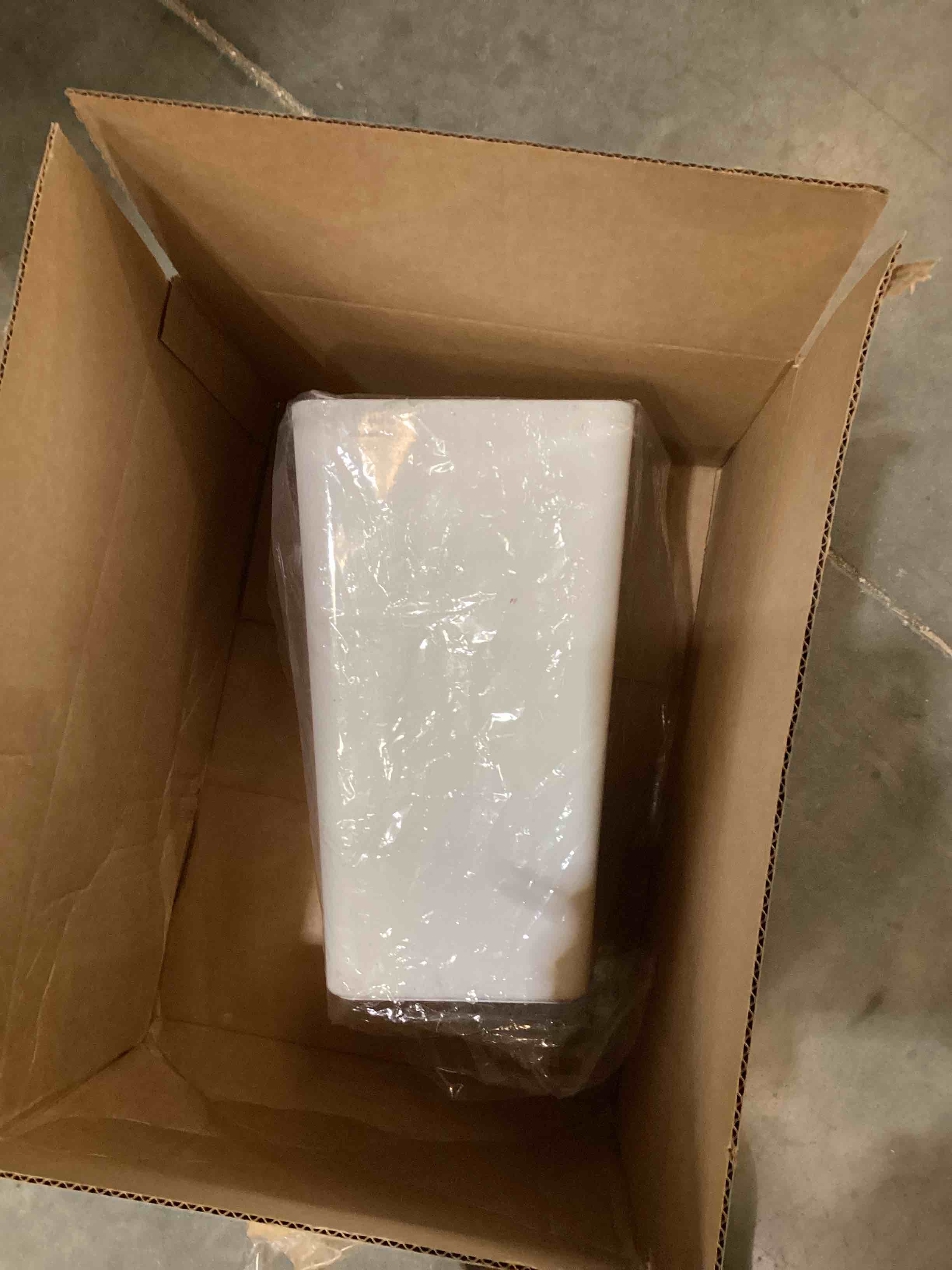 Condition photo showing As Is for white flower pot 