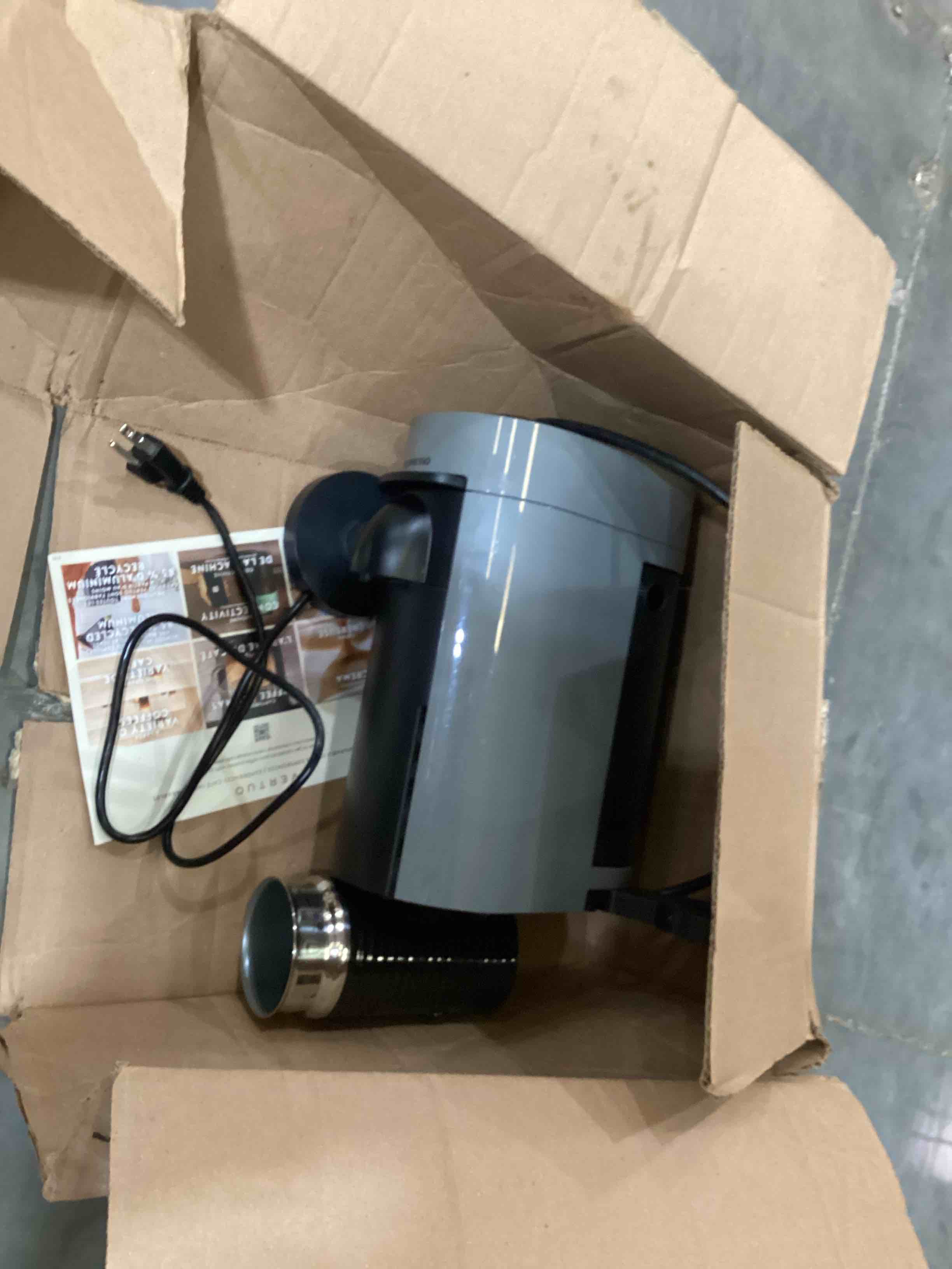 Condition photo showing As Is for Nespresso Vertuo Plus Coffee and Espresso Maker by De'Longhi, Grey with Aeroccino Milk Frother Machine + Frother Gray