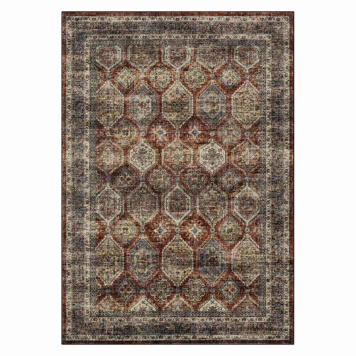((similar))Vintage Oriental Printed Distressed Rug Washable Thin Low Pile Area
