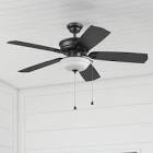Harbor Breeze Echo Lake 52-in Outdoor Matte Black with Matte Black Blades Ceiling Fan With Light ( 5 -Blade ) Item #5737471 | Model #43388