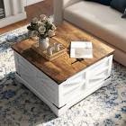Farmhouse Square Storage Coffee Table with Hinged Lift Top for Living Room INCOMPLETE