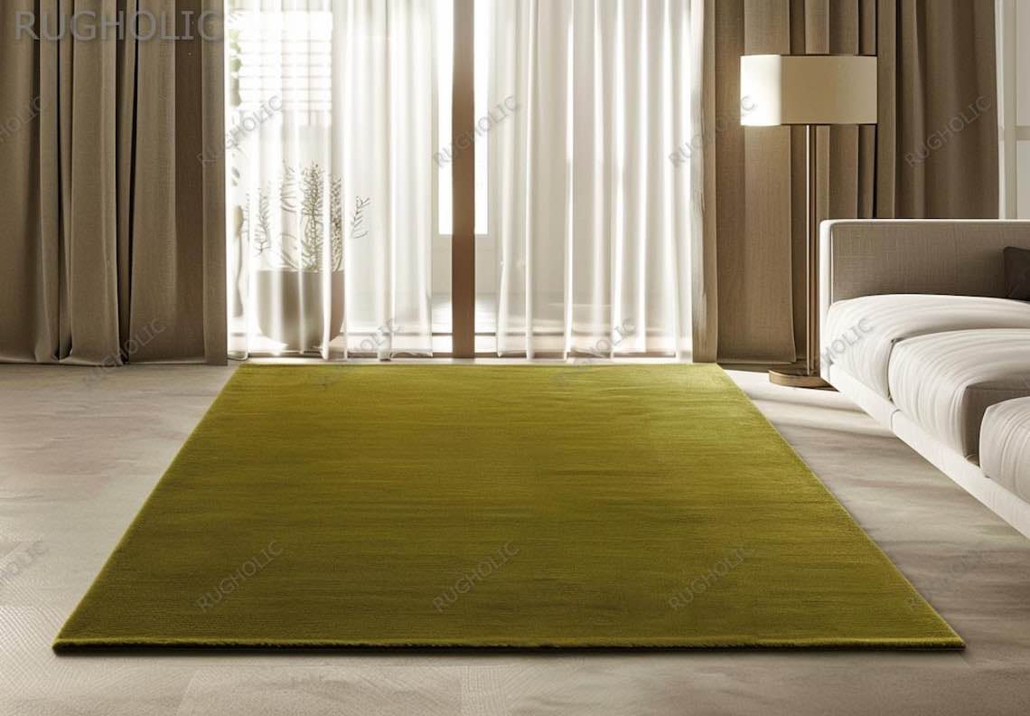 ( similar) Hand Tufted Rug Solid NK MILANO GREEN Wool Area Rug For Livingroom Bedroom Kitchen Nursery Entryway Office 5X8 8X10 9X12 10X14 Custom Rug